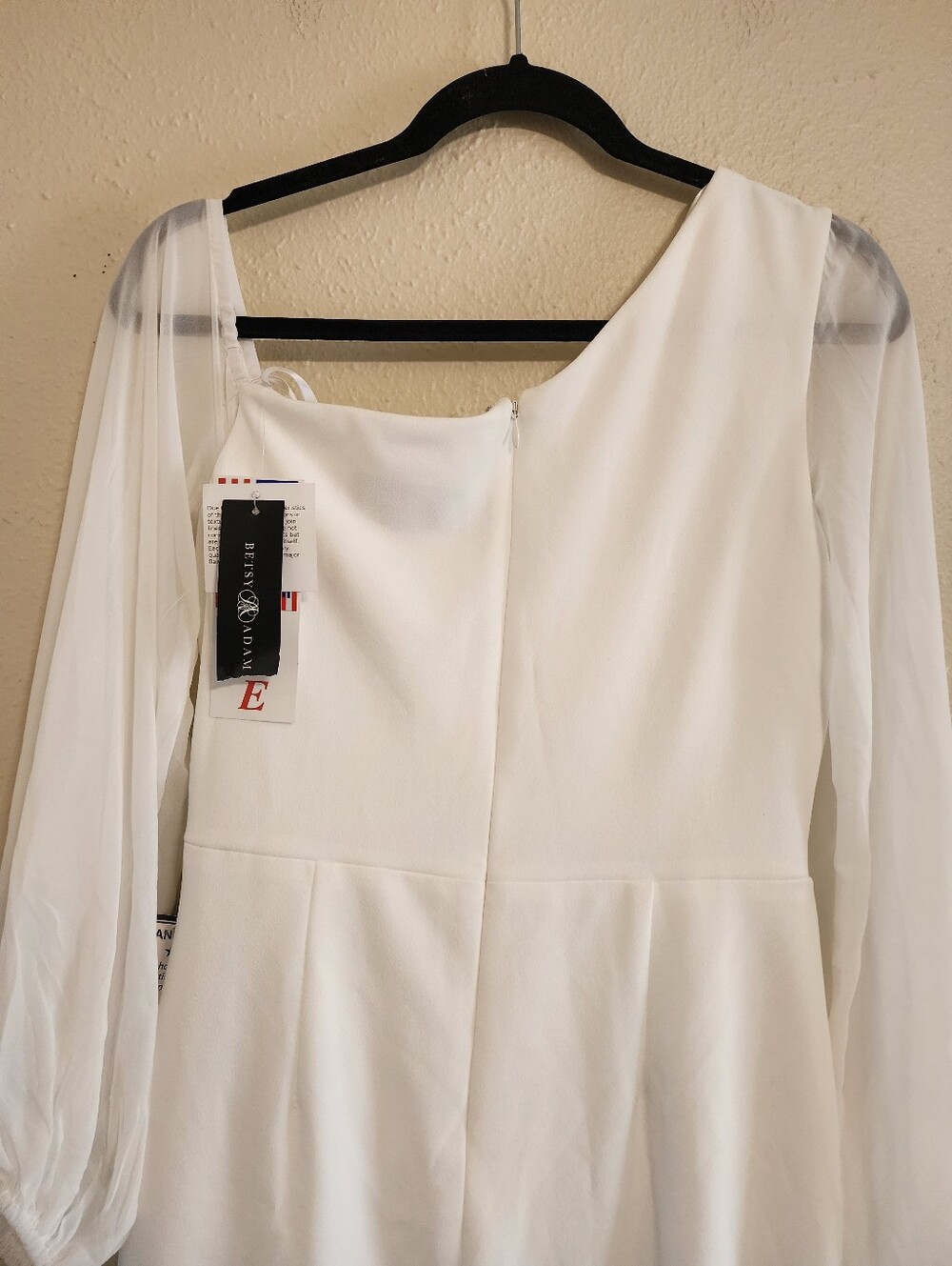 Betsy & Adam Long Sleeve Asymmetrical Ruched Sheath Dress 10P Wedding Formal - Picture 9 of 11